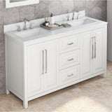 Jeffrey Alexander Cade 60" White Double Sink Bathroom Vanity with White Carrara Marble Top - 8 in. Widespread Faucet Top product image 2