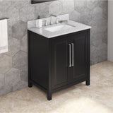 Jeffrey Alexander Cade 30" Black Single Sink Bathroom Vanity with White Carrara Marble Top - 8 in. Widespread Faucet Top product image 2