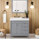 Jeffrey Alexander Theodora 37" Grey Single Sink Bathroom Vanity with White Resin Top - 8 in. Widespread Faucet Top