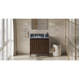 Jeffrey Alexander Percival 36" Dark Walnut Single Sink Bathroom Vanity with Grey Marble Top - 8 in. Widespread Faucet Top