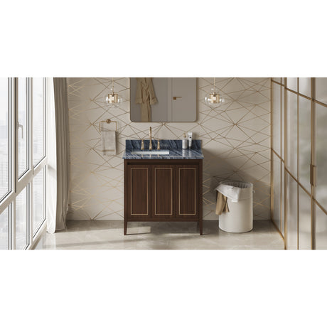 Jeffrey Alexander Percival 36" Dark Walnut Single Sink Bathroom Vanity with Grey Marble Top - 8 in. Widespread Faucet Top