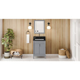 Jeffrey Alexander Theodora 24" Grey Single Sink Bathroom Vanity with Black Granite Top - 8 in. Widespread Faucet Top