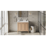 Jeffrey Alexander Percival 36" Natural Oak Single Sink Bathroom Vanity with Calacatta Vienna Quartz Top - 8 in. Widespread Faucet Top