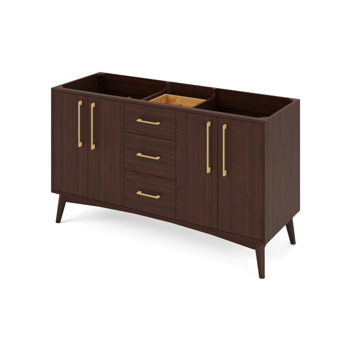 Jeffrey Alexander Dashwood 60" Dark Walnut Double Sink Bathroom Vanity with Black Granite Top - 8 in. Widespread Faucet Top product image 2