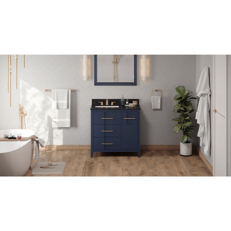 Jeffrey Alexander Katara 36" Hale Blue Single Sink Bathroom Vanity with Black Granite Top - 8 in. Widespread Faucet Top
