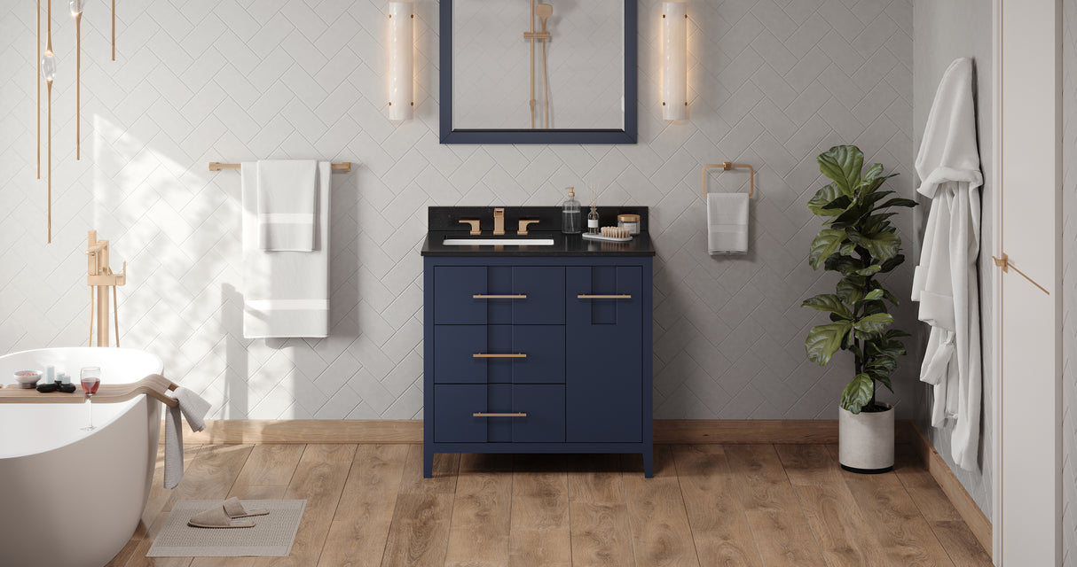 Jeffrey Alexander Katara 36" Hale Blue Single Sink Bathroom Vanity with Black Granite Top - 8 in. Widespread Faucet Top product image 6