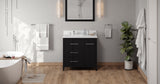 Jeffrey Alexander Katara 36" Black Single Sink Bathroom Vanity with White Quartz Top - 8 in. Widespread Faucet Top product image 6
