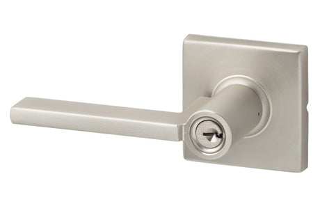 Sure-Loc Hardware MS107-SQ 15 keyed entry keyed entry door lever in satin nickel, front view
