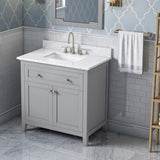 Jeffrey Alexander Chatham 36" Grey Single Sink Bathroom Vanity with White Carrara Marble Top - 8 in. Widespread Faucet Top product image 2
