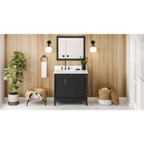 Jeffrey Alexander Theodora 36" Black Single Sink Bathroom Vanity with White Quartz Top - 8 in. Widespread Faucet Top