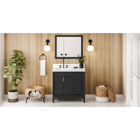 Jeffrey Alexander Theodora 36" Black Single Sink Bathroom Vanity with White Quartz Top - 8 in. Widespread Faucet Top