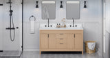 Jeffrey Alexander Theodora 60" Natural Oak Double Sink Bathroom Vanity with White Quartz Top - 8 in. Widespread Faucet Top product image 6