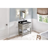 Jeffrey Alexander Wavecrest 36" Weathered Grey Single Sink Bathroom Vanity with Black Granite Top - 8 in. Widespread Faucet Top