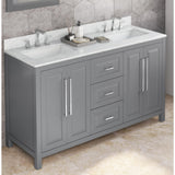Jeffrey Alexander Cade 60" Grey Double Sink Bathroom Vanity with White Carrara Marble Top - 8 in. Widespread Faucet Top product image 2