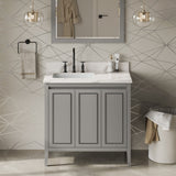 Jeffrey Alexander Percival 36" Grey Single Sink Bathroom Vanity with Calacatta Vienna Quartz Top - 8 in. Widespread Faucet Top product image 2
