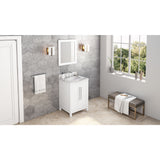 Jeffrey Alexander Cade 24" White Single Sink Bathroom Vanity with Calacatta Vienna Quartz Top - 8 in. Widespread Faucet Top
