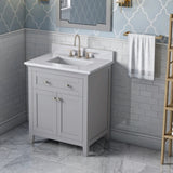 Jeffrey Alexander Chatham 30" Grey Single Sink Bathroom Vanity with White Carrara Marble Top - 8 in. Widespread Faucet Top product image 2