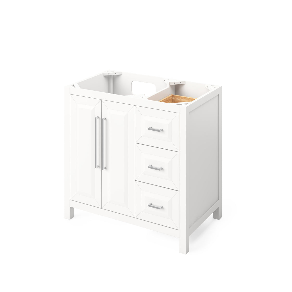 Jeffrey Alexander Cade 36" White Single Sink Bathroom Vanity with Calacatta Vienna Quartz Top - 8 in. Widespread Faucet Top product image 3