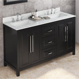 Jeffrey Alexander Cade 60" Black Double Sink Bathroom Vanity with White Carrara Marble Top - 8 in. Widespread Faucet Top product image 2