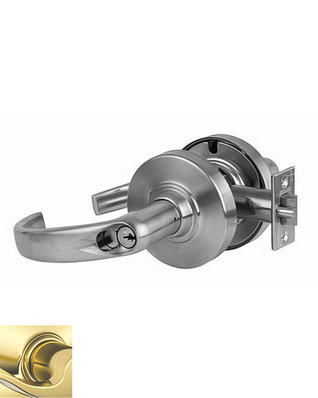 Schlage Commercial ND80RSPA605 polished brass keyed showroom door lever