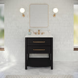 Jeffrey Alexander Kipling 31" Black Single Sink Bathroom Vanity with Calacatta Vienna Quartz Top - Single-Hole Faucet Top
