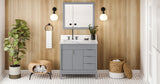 Jeffrey Alexander Theodora 36" Grey Single Sink Bathroom Vanity with Calacatta Vienna Quartz Top - 8 in. Widespread Faucet Top product image 7