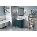 Jeffrey Alexander Chatham 30" Green Single Sink Bathroom Vanity with White Carrara Marble Top - 8 in. Widespread Faucet Top
