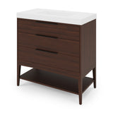 Jeffrey Alexander Gardner 37" Dark Walnut Single Sink Bathroom Vanity with White Resin Top - Single-Hole Faucet Top - VKGAR36DWWDDWRE