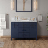 Jeffrey Alexander Katara 48" Hale Blue Single Sink Bathroom Vanity with White Carrara Marble Top - 8 in. Widespread Faucet Top product image 2