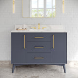 Jeffrey Alexander Dashwood Blue Steel Single Sink Bathroom Vanity with Calacatta Vienna Quartz Top - 8 in. Widespread Faucet Top - VKITDAS48BSCQR