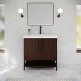 Jeffrey Alexander Tempest 36" Dark Walnut Single Sink Bathroom Vanity with White Resin Top - Single-Hole Faucet Top - VKTEM36DWWDDWRE product image 2