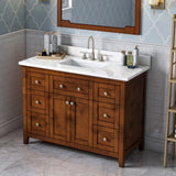 Jeffrey Alexander Chatham 48" Chocolate Single Sink Bathroom Vanity with Calacatta Vienna Quartz Top - 8 in. Widespread Faucet Top product image 2