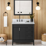 Jeffrey Alexander Theodora 36" Black Single Sink Bathroom Vanity with White Carrara Marble Top - 8 in. Widespread Faucet Top product image 2