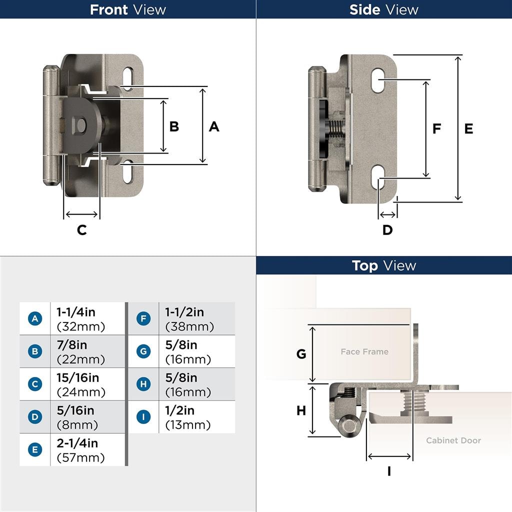 Amerock BPR871914 Hinge technical drawing and dimensions