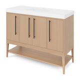 Jeffrey Alexander Tempest 48" Natural Oak Single Sink Bathroom Vanity with White Resin Top - Single-Hole Faucet Top - VKTEM48NOWDNORE