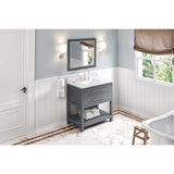 Jeffrey Alexander Wavecrest 36" Grey Single Sink Bathroom Vanity with White Quartz Top - 8 in. Widespread Faucet Top