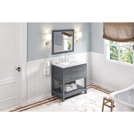 Jeffrey Alexander Wavecrest 36" Grey Single Sink Bathroom Vanity with White Quartz Top - 8 in. Widespread Faucet Top