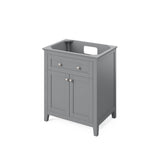Jeffrey Alexander Chatham 30" Grey Single Sink Bathroom Vanity with White Carrara Marble Top - 8 in. Widespread Faucet Top product image 3
