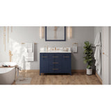 Jeffrey Alexander Katara 48" Hale Blue Single Sink Bathroom Vanity with Calacatta Vienna Quartz Top - 8 in. Widespread Faucet Top