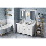 Jeffrey Alexander Chatham 60" White Double Sink Bathroom Vanity with Calacatta Vienna Quartz Top - 8 in. Widespread Faucet Top - VKITCHA60WHCQR