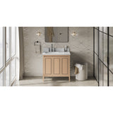 Jeffrey Alexander Percival 36" Natural Oak Single Sink Bathroom Vanity with White Carrara Marble Top - 8 in. Widespread Faucet Top