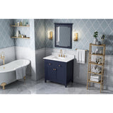 Jeffrey Alexander Chatham 36" Hale Blue Single Sink Bathroom Vanity with White Carrara Marble Top - 8 in. Widespread Faucet Top