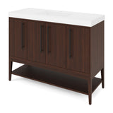Jeffrey Alexander Tempest 48" Dark Walnut Single Sink Bathroom Vanity with White Resin Top - Single-Hole Faucet Top - VKTEM48DWWDDWRE