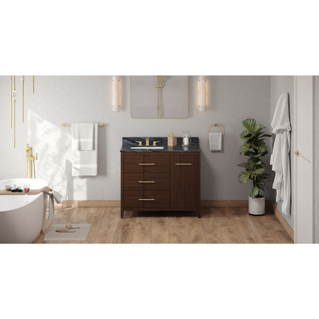 Jeffrey Alexander Katara 42" Dark Walnut Single Sink Bathroom Vanity with Grey Marble Top - 8 in. Widespread Faucet Top