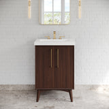 Jeffrey Alexander Dashwood Dark Walnut Single Sink Bathroom Vanity with White Resin Top - Single-Hole Faucet Top - VKITDAS24DWRER