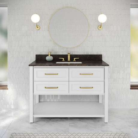 Jeffrey Alexander Kipling 49" White Single Sink Bathroom Vanity with Blue Limestone Top - Single-Hole Faucet Top