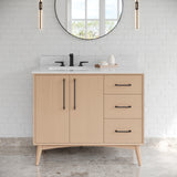 Jeffrey Alexander Dashwood Natural Oak Single Sink Bathroom Vanity with White Carrara Marble Top - 8 in. Widespread Faucet Top - VKITDAS42NOWCR