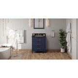 Jeffrey Alexander Katara 30" Hale Blue Single Sink Bathroom Vanity with Black Granite Top - 8 in. Widespread Faucet Top
