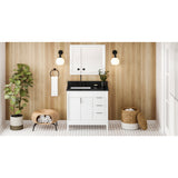 Jeffrey Alexander Theodora 36" White Single Sink Bathroom Vanity with Black Granite Top - 8 in. Widespread Faucet Top