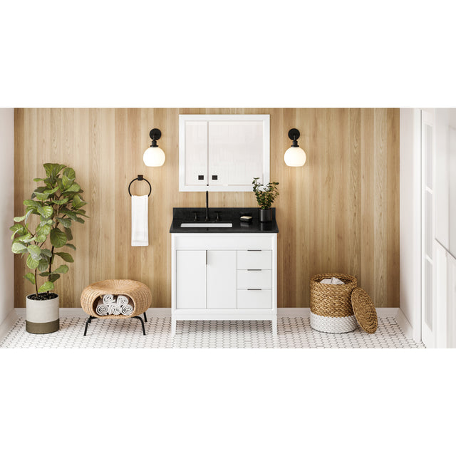 Jeffrey Alexander Theodora 36" White Single Sink Bathroom Vanity with Black Granite Top - 8 in. Widespread Faucet Top